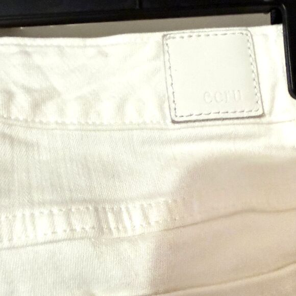 Ecru Ankle Jeans Size 2 Off White Ivory Straight Leg Raw Frayed Hem Fringe - Picture 9 of 9